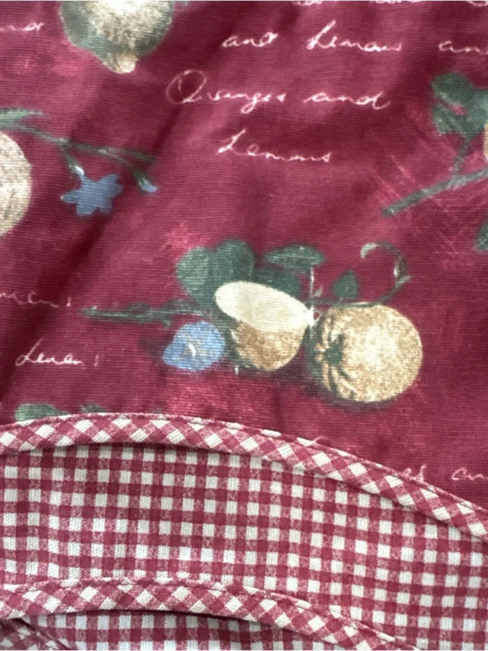 Pair of Waverly Cotton Valances Fruit & Gingham Country Cottage Style 76” x 17”